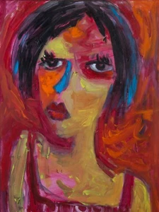Grande quadro originale ritratto artistico su tela tesa 24" x 18" - Foto 1 di 4