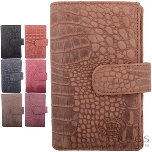 Ladies / Womens Leather Bi-Fold RFID Purse / Money / Coin Holder Croc Design - Picture 1 of 36