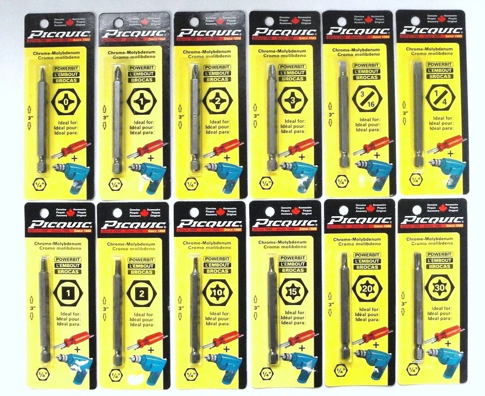 Picquic Single Screwdriver Individual Carded Bits 3" Replacement Power Drill - Image 1 of 1