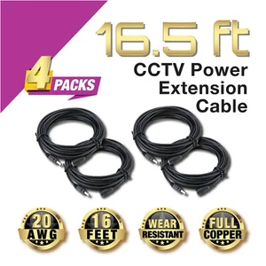 5M DC 12V Power Extension Cable Cord For CCTV Security Camera DVR 4 Packs - Picture 1 of 6