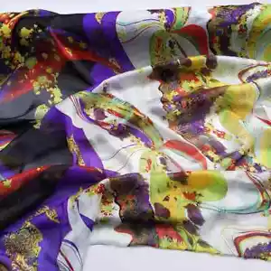 1Meter X 1.35 Meter Silk Chiffon Purple Patchwork Wedding Scarf Fabric Real Silk - Bild 1 von 6