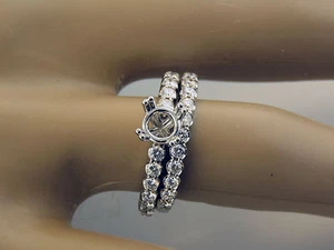 Set Fede Nuziale Semi Montaggio Diamante 1,85 CT Oro Bianco 14K per Pietra Tonda 1CT - Foto 1 di 12