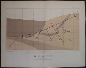 Map Eureka Nevada Mining District 1883 Richmond Shaft Horizontal View Geology - Picture 1 of 2