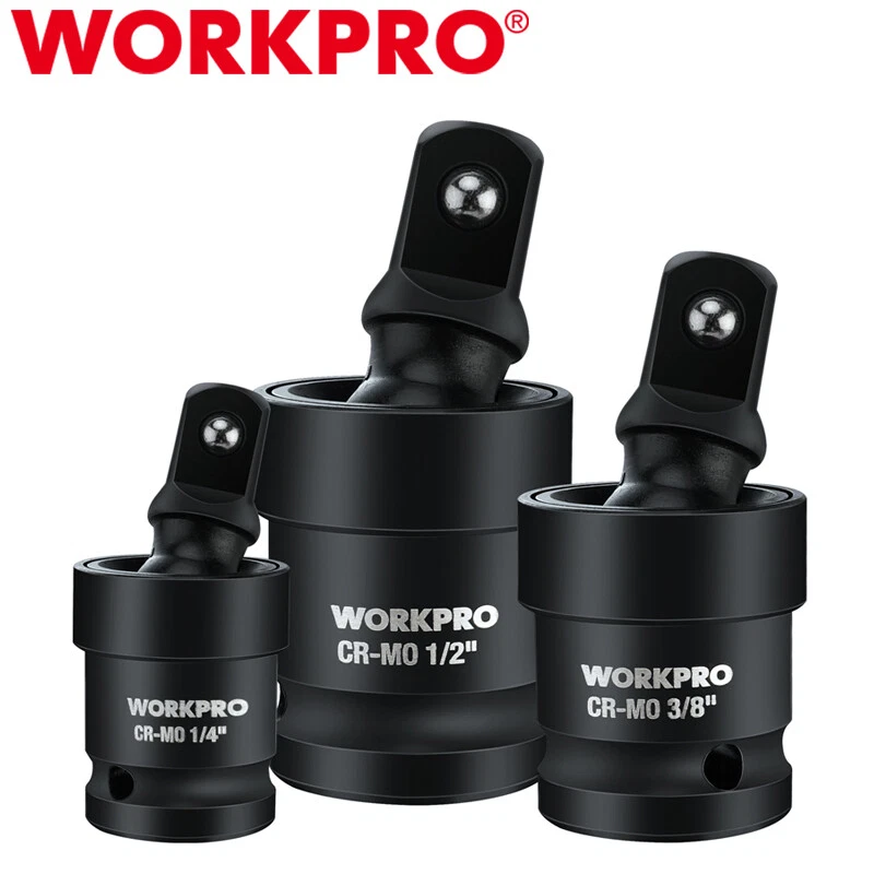 WORKPRO 3PCS Impact Universal Joint 1/2" 3/8" 1/4" Sets Dr Swivel Socket Adapter - Image 1 of 4