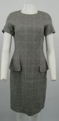 Vestido Vaina The Row Negro, Blanco y Azul Pata de Gallo Tweed Talla 8 Foto 1 de 4