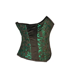 Steel Boned Underbust Corset in Green Brocade - Picture 1 of 3
