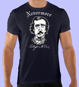 Camiseta negra, autor americano, Poe, Nevermore 100% algodón, unisex - Imagen 1 de 2