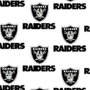 Tela de algodón blanca de los Raiders de Las Vegas NFL AFC West - Imagen 1 de 3
