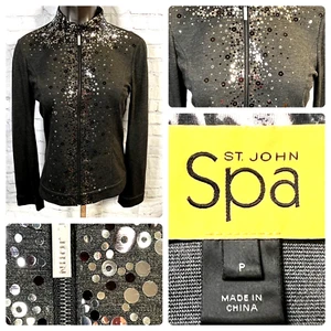St. John Spa Size Petite Embellished Slate Jacket - Picture 1 of 8