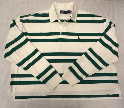 without tags Polo Ralph Lauren Vintage Jersey Is CRP Rugby Stripe Shirt White Gr - Image 1 of 4
