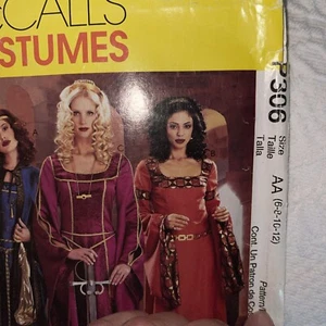 Medieval Renaissance Tudor Cape Dress Elizabethan Sewing Costume Pattern P306 AA - Picture 1 of 5
