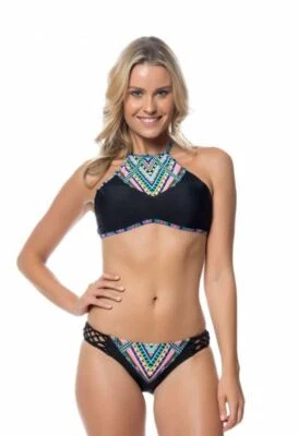 Traje de baño negro cuello alto Bikini Jessica Simpson VENECIA PLAYA Traje de baño L Foto 1 de 4