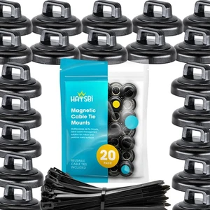 . Multipurpose Magnetic Cable Zip Tie Mounts. Black. (20 Pack). 20 Black Cabl... - Picture 1 of 9