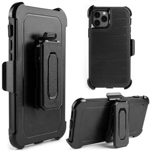For Apple iPhone 12 /Pro Case Triple Layer Texture Hybrid Holster & Stand Cover - Picture 1 of 7