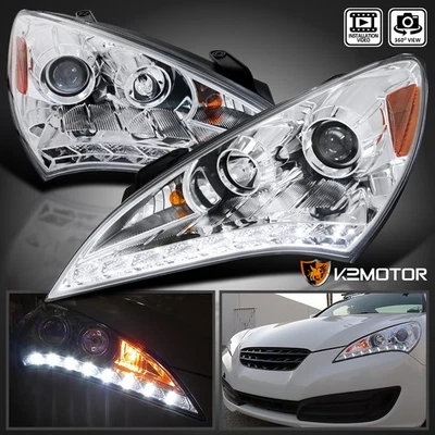 Clear Fits 2010-2012 Hyundai Genesis 2Dr Coupe LED Strip Projector Headlights Foto 1 de 4