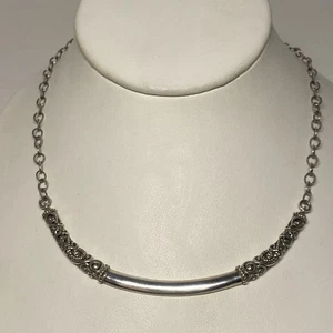Collana Carolyn Pollack in argento sterling firmata barra curva, 16", firmata - Foto 1 di 9