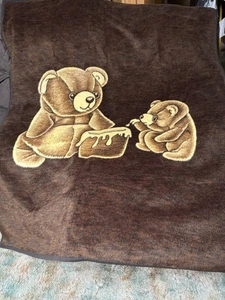 Acrylic Velours 58x70 Fleece Throw Blanket Bears With Honey Pot USA - Picture 1 of 19