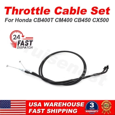 Throttle Cable Set For Honda CB/CM400 CB450  Nighthawk 450 CX500 CM450 Custom - Image 1 of 4