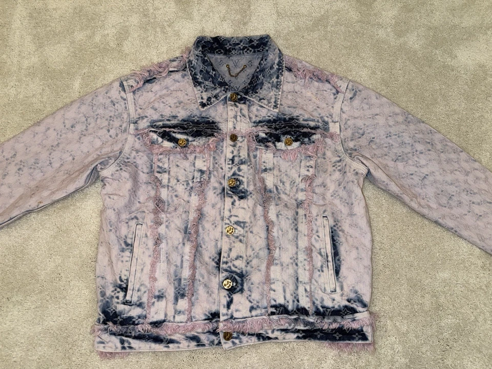 Chaqueta de mezclilla morada con flecos monograma para hombre Louis Vuitton talla 48 Foto 1 de 4