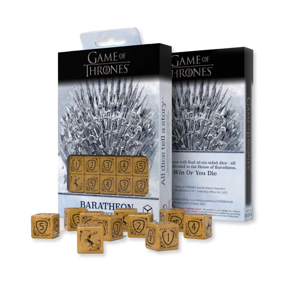 Juego de Dados Baratheon Juego de Tronos 10x D6 Amarillo/Negro Q-Workshop Licenciado Foto 1 de 4