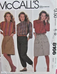 Vintage McCalls 8166 Womens 12 LIZ CLAIBORNE Cargo Pants Skirt Culottes Pattern - Picture 1 of 2