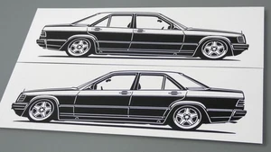 Pegatina Mercedes W201 190 Silhouette Mercedes W201 190E negra 2x nueva - Imagen 1 de 21