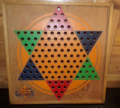 Antique 1933 The Original Star  Checkers Wood Chinese Checkers Marble board game - Image 1 of 4