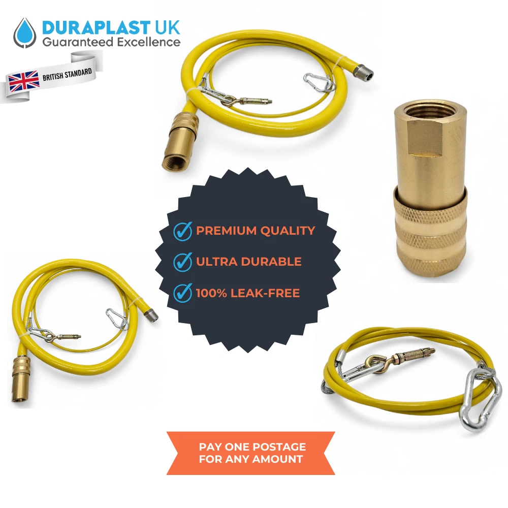 Commercial Yellow Gas Catering Hose - 1/2 Inch Diameter X 1 Meter Length, New Design