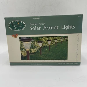 Enchanted Garden Copper Finish Solar Accent Lights 6 pack new in box - Picture 1 of 4