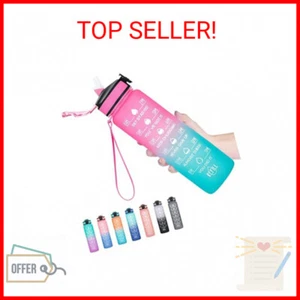 Hyeta 32 oz Water Bottles with Times to Drink and Straw, Motivational Water Bott - Picture 1 of 2