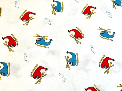 Painting Red Rhinos Knit Fabric  54" x 60"  Helicopter Pattern - Image 1 of 4