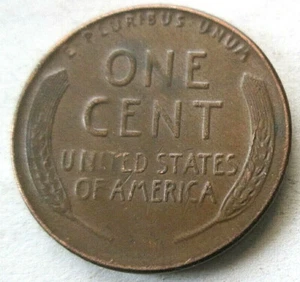 1954-P WHEAT CENT, REVERSE DIE CRACK ERROR ON RIGHT STALK @ SEEDS,VF, CIRCULATED - Picture 1 of 3