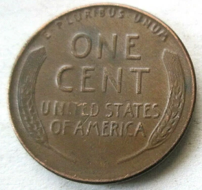 1954-P WHEAT CENT, REVERSE DIE CRACK ERROR ON RIGHT STALK @ SEEDS,VF, CIRCULATED - Image 1 of 3