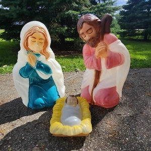 💥Top Vintage Maria Josef Jesus 3 Stück Blasform Krippe Weihnachten  - Bild 1 von 10