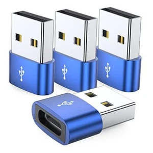 USB C Female to USB Male Adapter 4-Pack,Type C to USB A Charger Converter Blue - Picture 1 of 7
