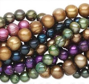 Mezcla de cuentas de perlas, 10 hebras de perlas cultivadas de agua dulce 6 mm-13x8 mm mezcla de cuentas NS - Imagen 1 de 2
