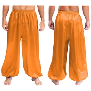 Men Arabian Prince Costume Satin Pants Loose Bloomers Trousers Belly Dance  - Picture 1 of 126