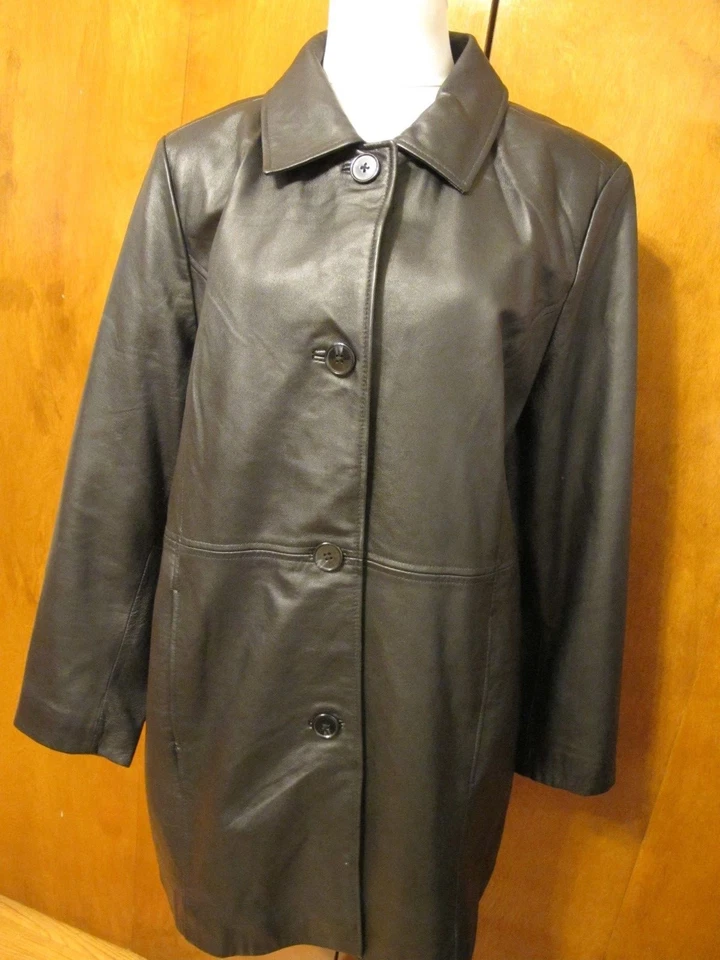 Женская черная куртка из натуральной кожи Jaclyn Smith пальто размер большой - Изображение 1 из 4