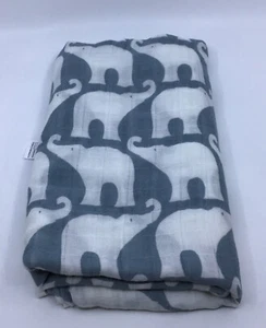 Milkbarn Organic Muslim Cotton Swaddle Baby Blanket Lovey Elephants 47x47 Gray - Picture 1 of 5