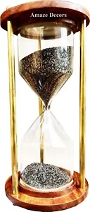 Reloj de arena de madera vintage decoración náutica marítima antigua arena arena 6" - Imagen 1 de 5