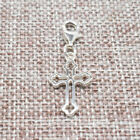 925 Sterling Silver Cross Clip On Charm w/ Lobster Clasp for Bracelet Necklace