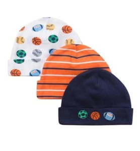 Paquete de 3 gorras deportivas Gerber Baby Boy naranja/azul marino talla 0-6M - Imagen 1 de 3