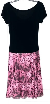 ESCADA Neiman Marcus Leopard Print Silk Jersey Drop Waist Cocktail Dress 34 = 4 - Image 1 of 4