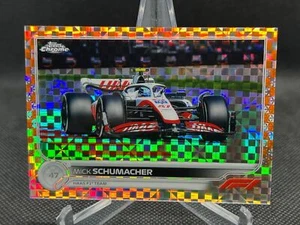2022 Topps Chrome Formula 1 MICK SCHUMACHER ORANGE CHECKER FLAG X-FRACTOR 5/25 - Picture 1 of 2