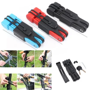 Stainless Steel Bicycle Pro Security Folding Lock Anti-Theft Combination + Rack - Picture 1 of 12