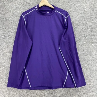 Under Armour Activewear Top Women L Large Blue ColdGear Long Sleeve High Neck - Image 1 of 4