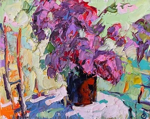 Oil Painting Lilac A. Kalenyuk Unframed Original Home Decor Art nKalen1354 - Picture 1 of 6