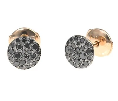 Aretes redondos Pomellato Sabbia pavé de diamantes negros de oro rosa de 18 k con estuche en caja Foto 1 de 4