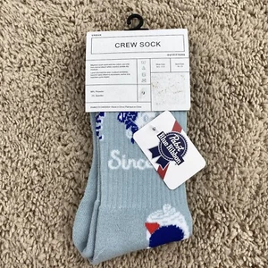 Pabst Blue Ribbon Crew Socks Blue Ribbed Graphic Unisex (10-13) Cheers Can NWT - Picture 1 of 6