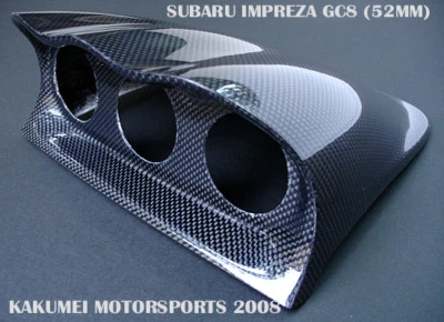 KAKUMEI JDM REAL CARBON TRIPLE GAUGE POD 52mm for 1996-2000 SUBARU IMPREZA GC8 - Image 1 of 4